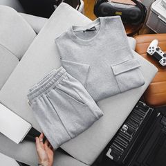 Set bộ quần áo nam big size phối túi thời trang vải cotton gân (Mẫu 5)