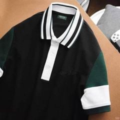 Áo thun polo cổ gân ba sọc nam big size phối màu thời trang (Mẫu 5)