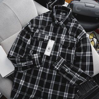 Áo sơ mi tay dài vải caro thời trang phối túi MẪU 2 (Mẫu 7)