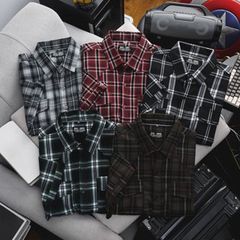 Áo sơ mi tay ngắn vải caro thời trang phối túi mẫu 2 (Mẫu 10)