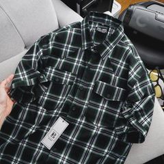 Áo sơ mi tay ngắn vải caro thời trang phối túi mẫu 2 (Mẫu 10)