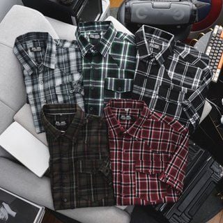 Áo sơ mi tay ngắn vải caro thời trang phối túi mẫu 2 (Mẫu 10)