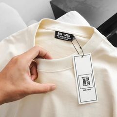[Big Men] Áo thun cotton nam màu kem in Labubu ngộ nghĩnh bigsize 85- 135 kg.