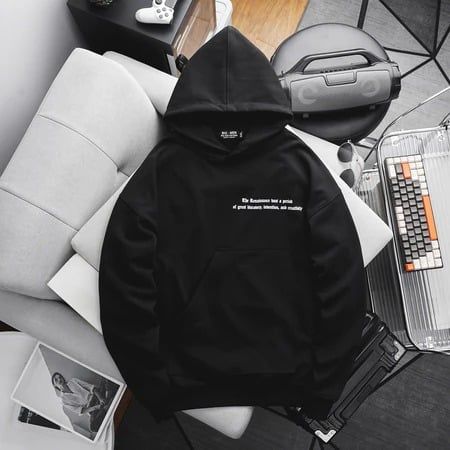 Áo khoác hoodie vải nỉ phối túi 1 bên in chữ đơn giản bigsize nam< 140 kg