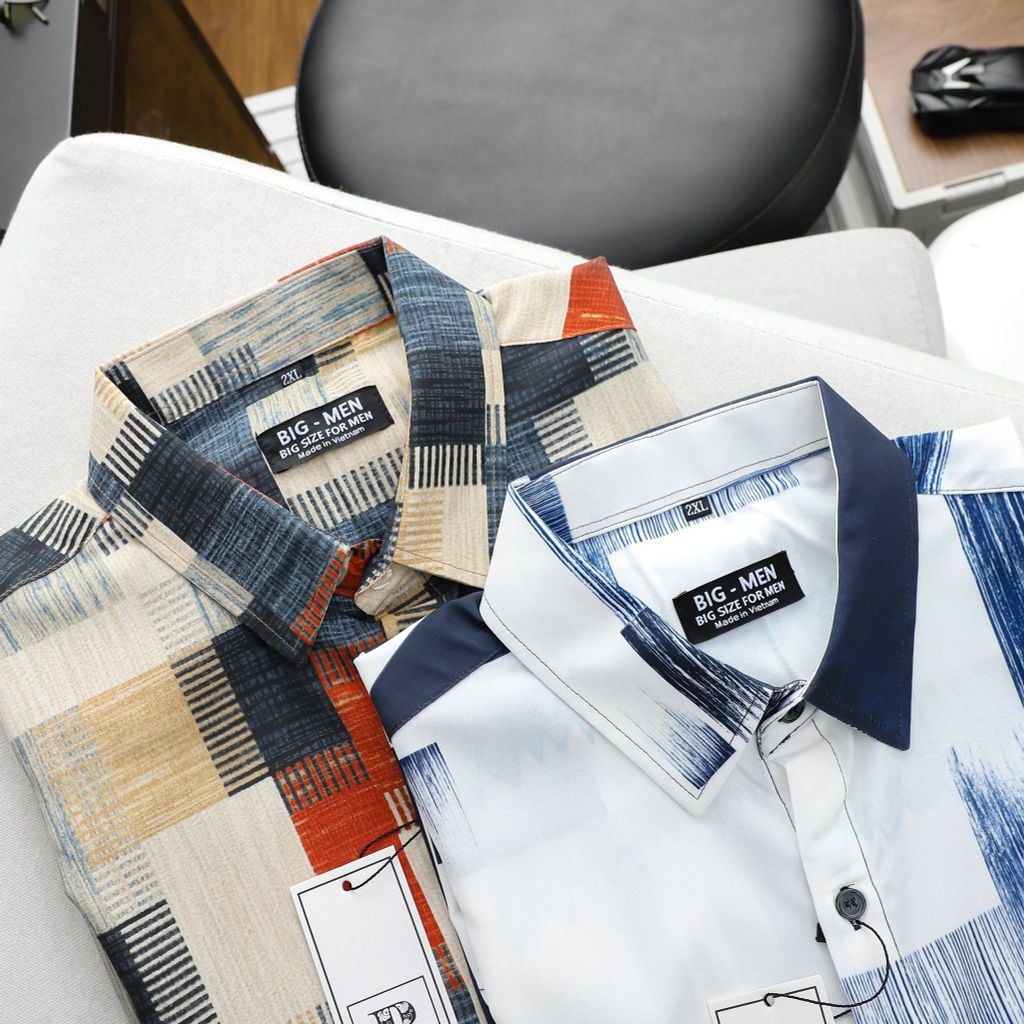SALE 99K -Áo sơ mi tay ngắn họa tiết thời trang bigsize nam cỡ đại < 140kg