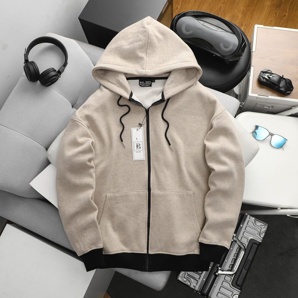 Áo khoác vải nỉ trơn big size nam 90-140kg (Mẫu 2)