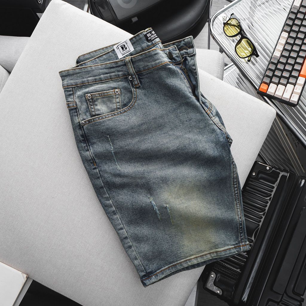 Quần short jean tông xanh trơn thời trang bigsize 266 276 430 (Mẫu 10)
