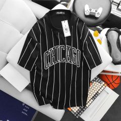 Áo thun cotton sọc dọc phối chữ thời trang bigsize Chicago (Mẫu 24)