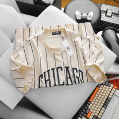 Áo thun cotton sọc dọc phối chữ thời trang bigsize Chicago (Mẫu 24)