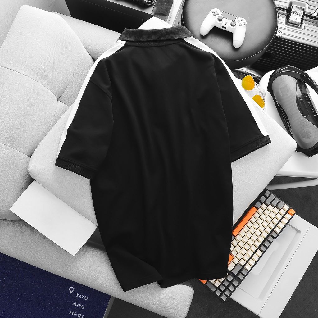 Áo thun polo phối sọc vai thời trang cỡ đại bigsize nam (mẫu 46)