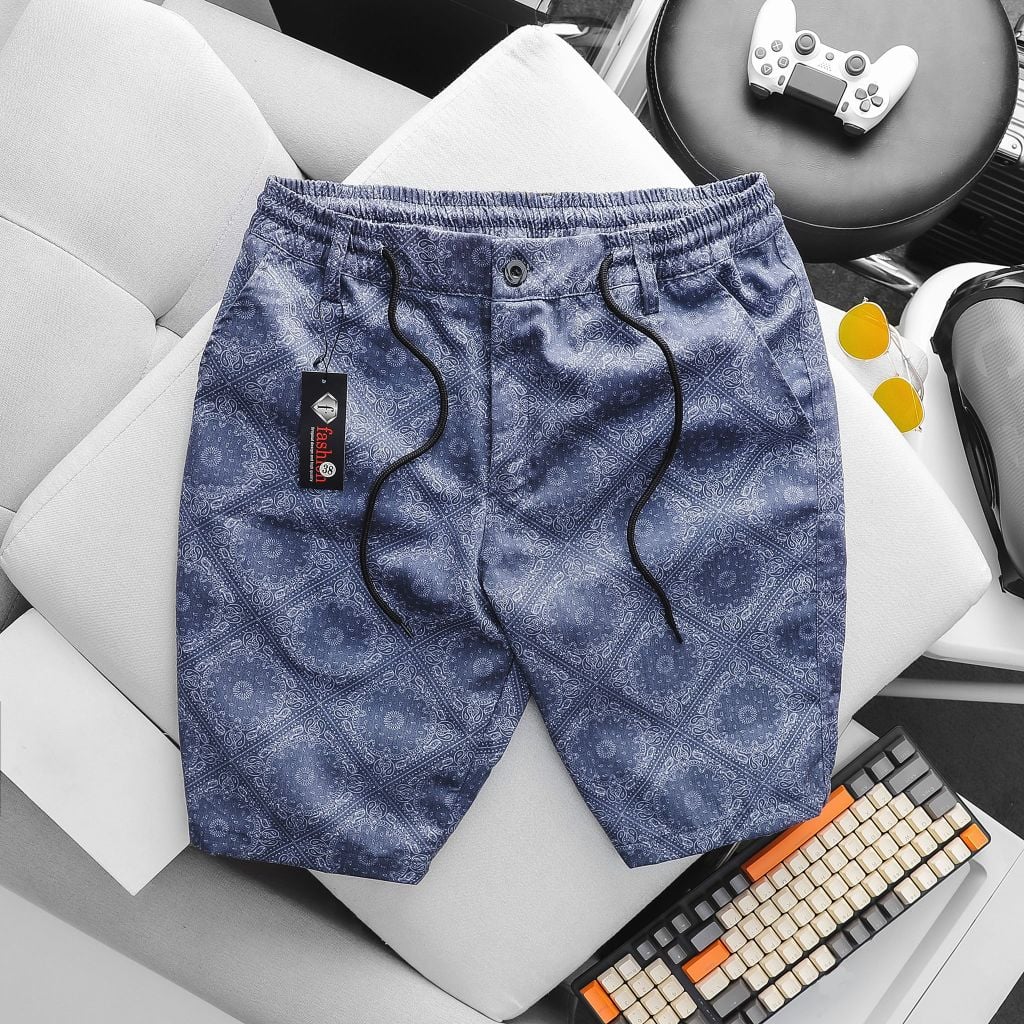 Quần short kaki lưng thun họa tiết thời trang (Mẫu 6)