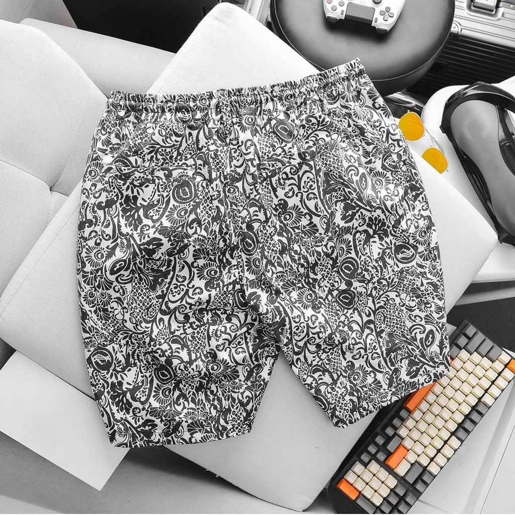 Quần short kaki lưng thun họa tiết thời trang (Mẫu 6)