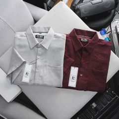 Áo sơ mi tay ngắn có túi vải xô đũi (Mẫu 11)