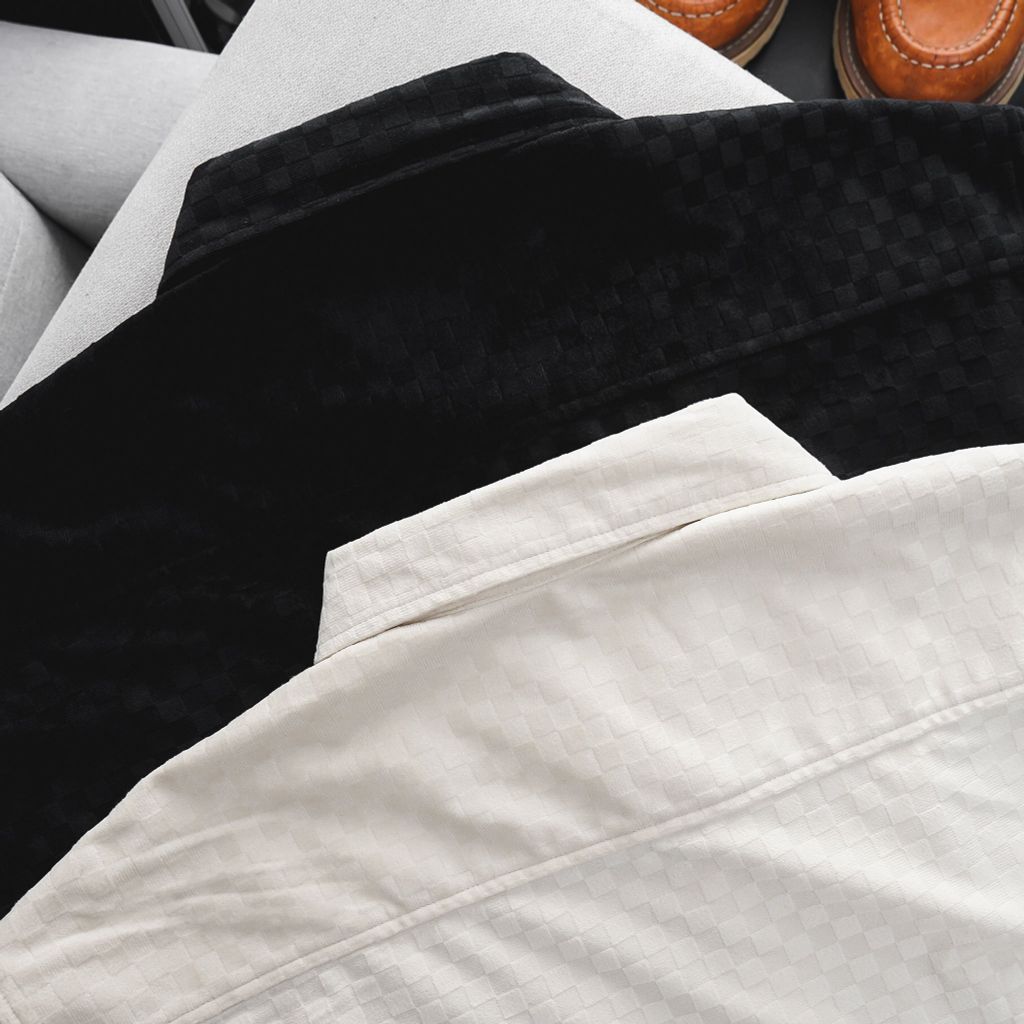 Áo sơ mi tay ngắn vải nhung caro (Mẫu 4)