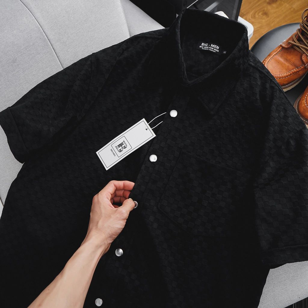 Áo sơ mi tay ngắn vải nhung caro (Mẫu 4)