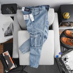 Quần jean dài màu đen túi hộp thời trang cỡ đại bigsize nam < 140kg