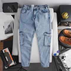 Quần jean dài màu đen túi hộp thời trang cỡ đại bigsize nam < 140kg