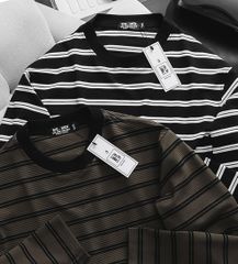 Áo thun tay dài sọc ngang phối unisex co giãn big size 85-130kg.