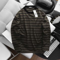 Áo thun tay dài sọc ngang phối unisex co giãn big size 85-130kg.