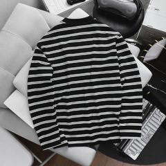 Áo thun tay dài sọc ngang phối unisex co giãn big size 85-130kg.