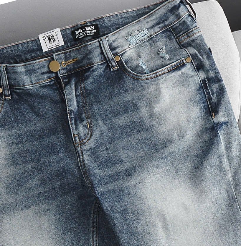 Quần jean dài màu xanh form ống suông thời trang cỡ đại bigsize nam < 140kg - Mã 195