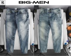 Quần jean dài màu xanh form ống suông thời trang cỡ đại bigsize nam < 140kg - Mã 195