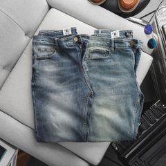 Quần jean dài màu xanh form ống suông thời trang cỡ đại bigsize nam < 140kg - Mã 195