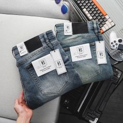 Quần jean dài màu xanh form ống suông thời trang cỡ đại bigsize nam < 140kg - Mã 195