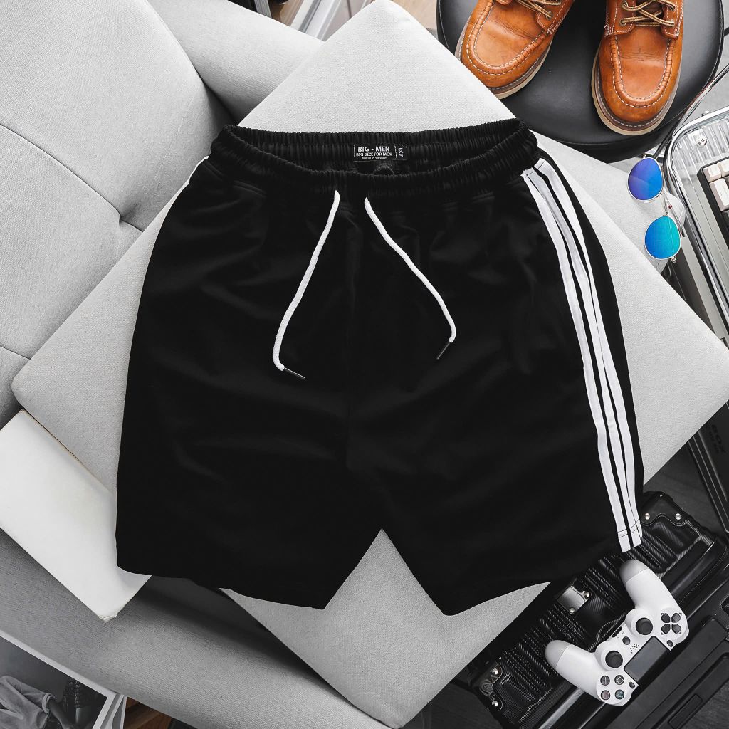 Quần short thun cotton phối 3 sọc thời trang bigsize nam cỡ đại 140kg