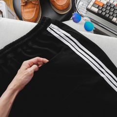 Quần short thun cotton phối 3 sọc thời trang bigsize nam cỡ đại 140kg