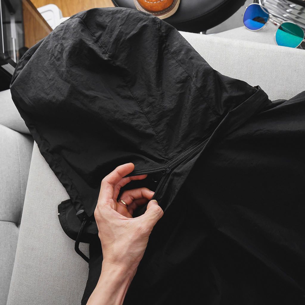 Áo khoác dù viền lai form big size nón có thể tháo rời - 85-130kg