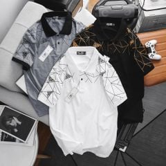 Áo thun polo big size vải cotton co giãn in lụa vai 85-130kg - Mẫu 63