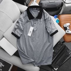 Áo thun polo big size vải cotton co giãn in lụa vai 85-130kg - Mẫu 63