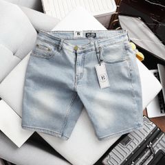 Quần short jean tông xanh wash bigsize nam < 130 kg - Mã 200