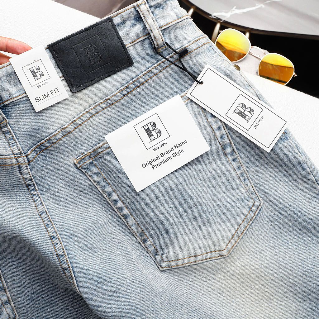 Quần short jean tông xanh wash bigsize nam < 130 kg - Mã 200