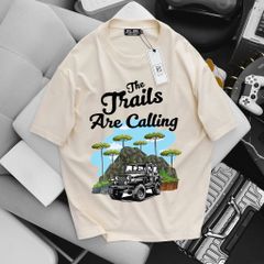 [Big Men] Áo thun cotton in hình xe Trails cá tính bigsize nam< 135 kg.