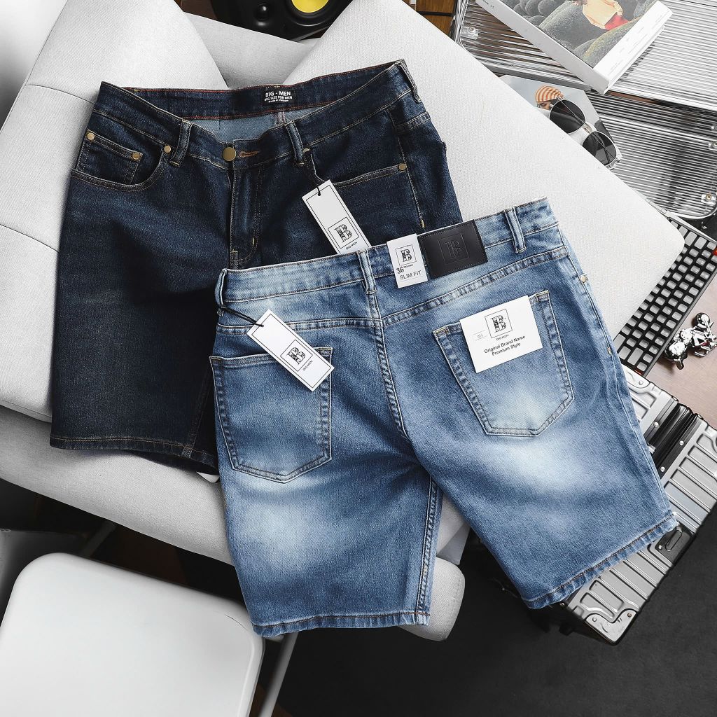 Quần short jean nam bigsize xanh năng động< 130 kg- Mã 014