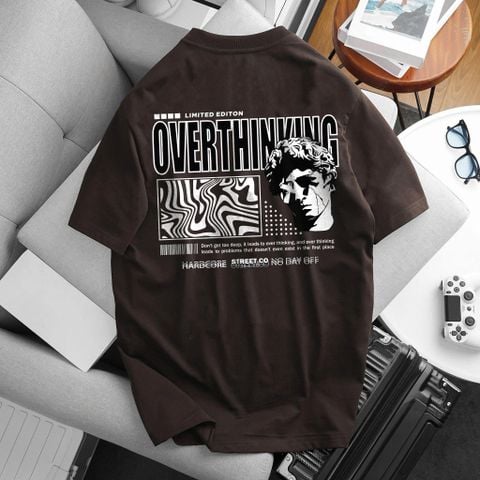 [Big Men] Áo thun cotton nam bigsize cá tính in Overthinking< 135 kg.