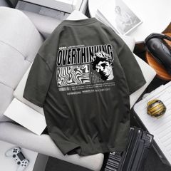 [Big Men] Áo thun cotton nam bigsize cá tính in Overthinking< 135 kg.