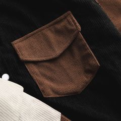 Áo sơ mi tay ngắn unisex phối túi vải nhung tăm thời trang 85-140kg