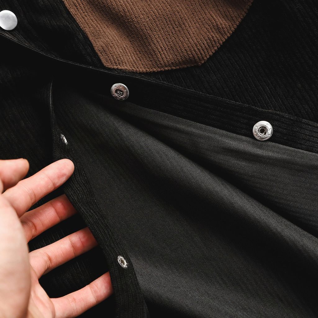 Áo sơ mi tay ngắn unisex phối túi vải nhung tăm thời trang 85-140kg