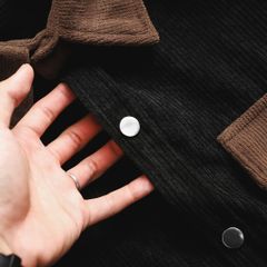 Áo sơ mi tay ngắn unisex phối túi vải nhung tăm thời trang 85-140kg