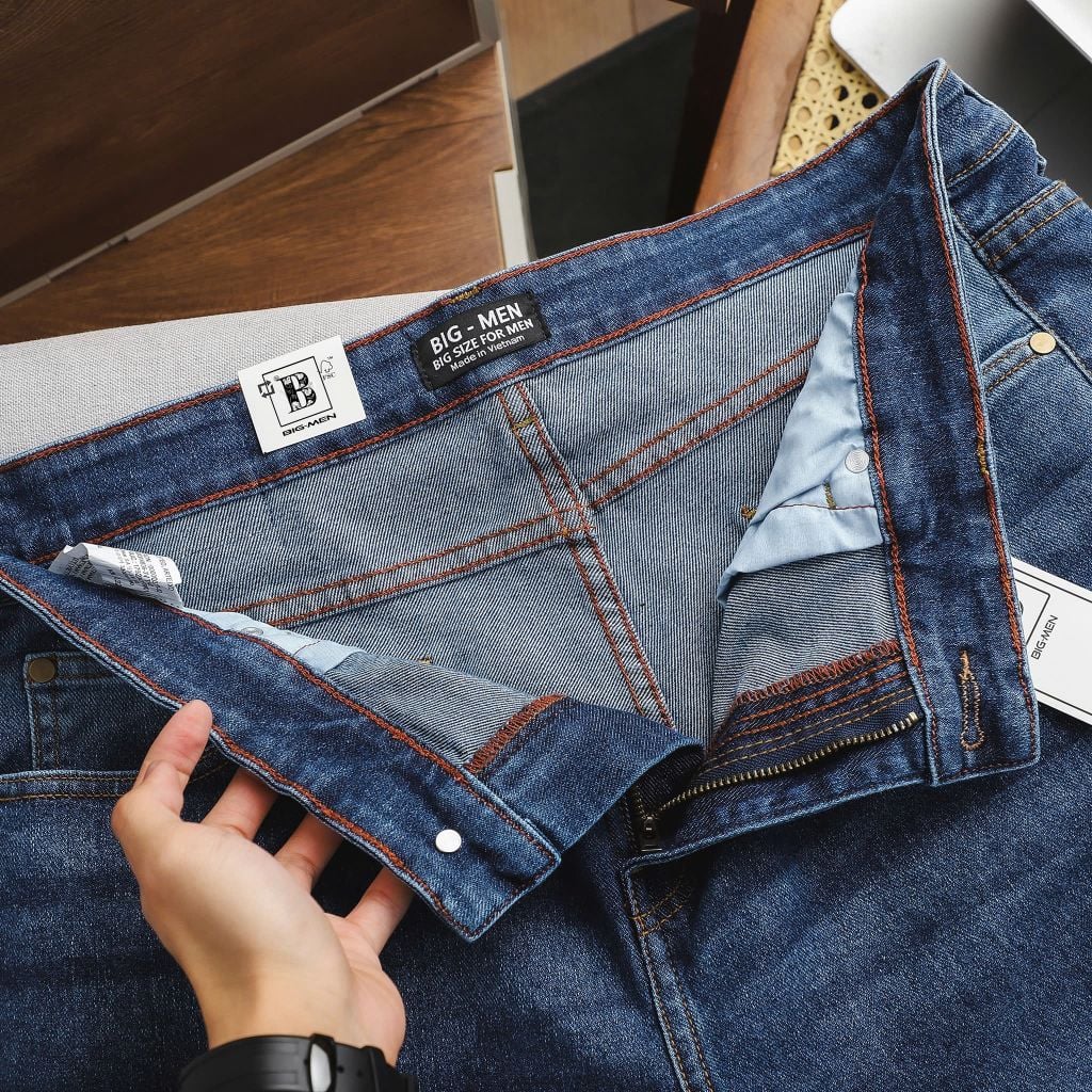 Quần jean dài nam bigsize màu xanh thời trang< 130 kg- Mã 020