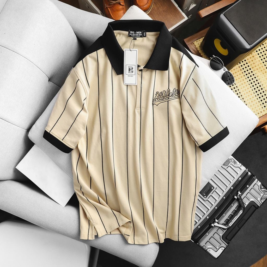 Áo thun polo phối sọc thời trang cỡ đại bigsize nam < 140kg - polo auth