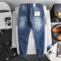 Quần jean dài nam bigsize xanh wash thời trang< 130 kg- Mã 438 439 440