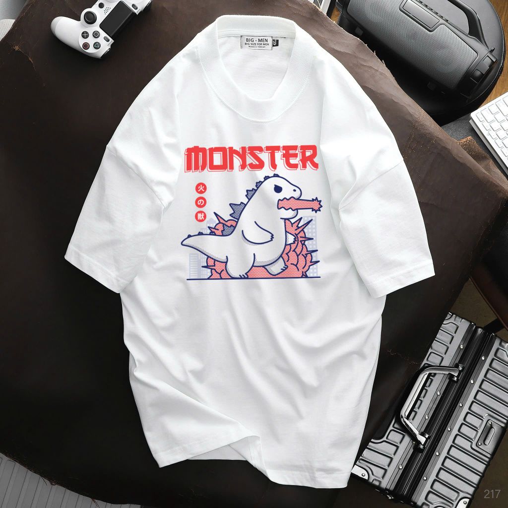 Big Men - Áo thun cotton cá tính in Godzilla cá tính bigsize nam< 135 kg
