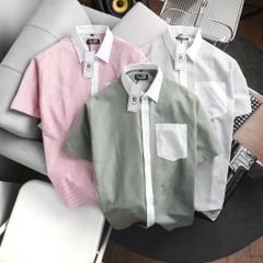 Áo sơ mi tay ngắn sọc dọc vải oxford phối túi thời trang bigsize nam cỡ đại < 140kg