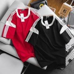 Áo thun cotton sọc vai phối nách thời trang bigsize nam cỡ đại < 140kg