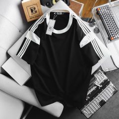 Áo thun cotton sọc vai phối nách thời trang bigsize nam cỡ đại < 140kg