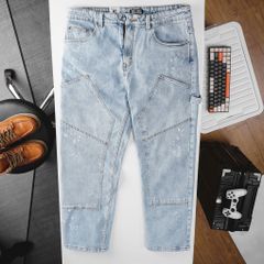 Quần jean dài màu xanh form ống suông thời trang cỡ đại bigsize nam < 140kg